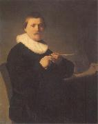REMBRANDT Harmenszoon van Rijn, A Man Sharpening a Quill